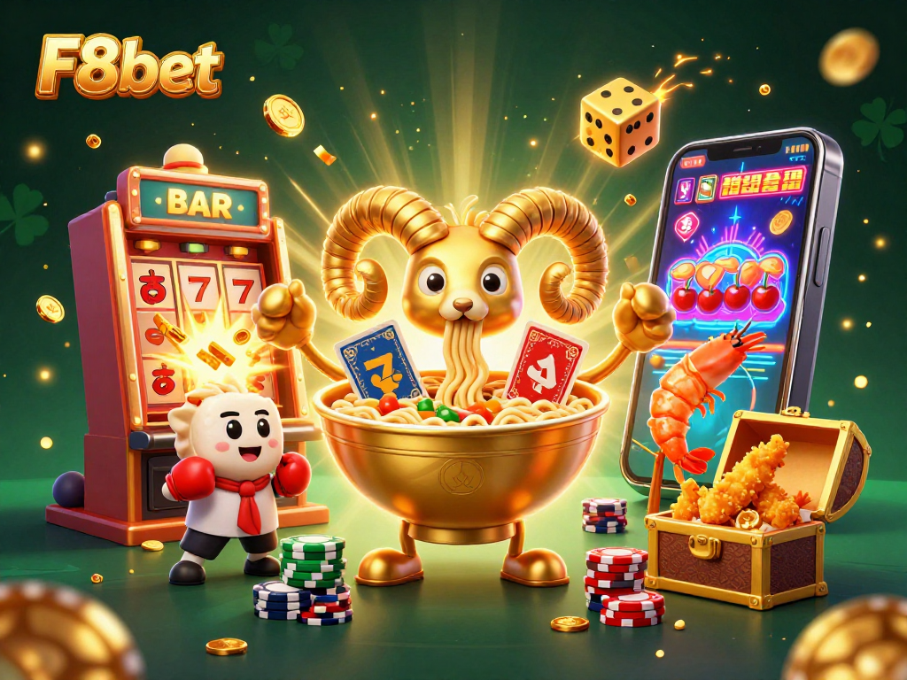 Engage with F8bet's thrilling gaming world featuring exciting characters and vibrant casino elements.
