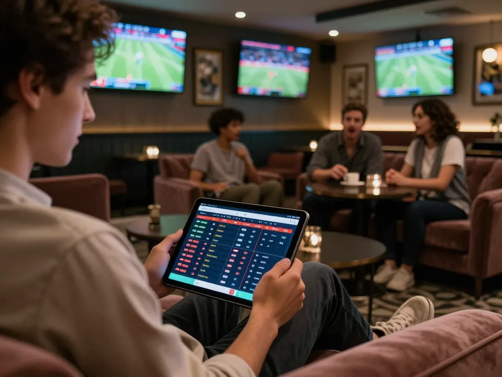 79KING sports betting strategy session on tablet, showcasing live event analysis and exciting atmosphere