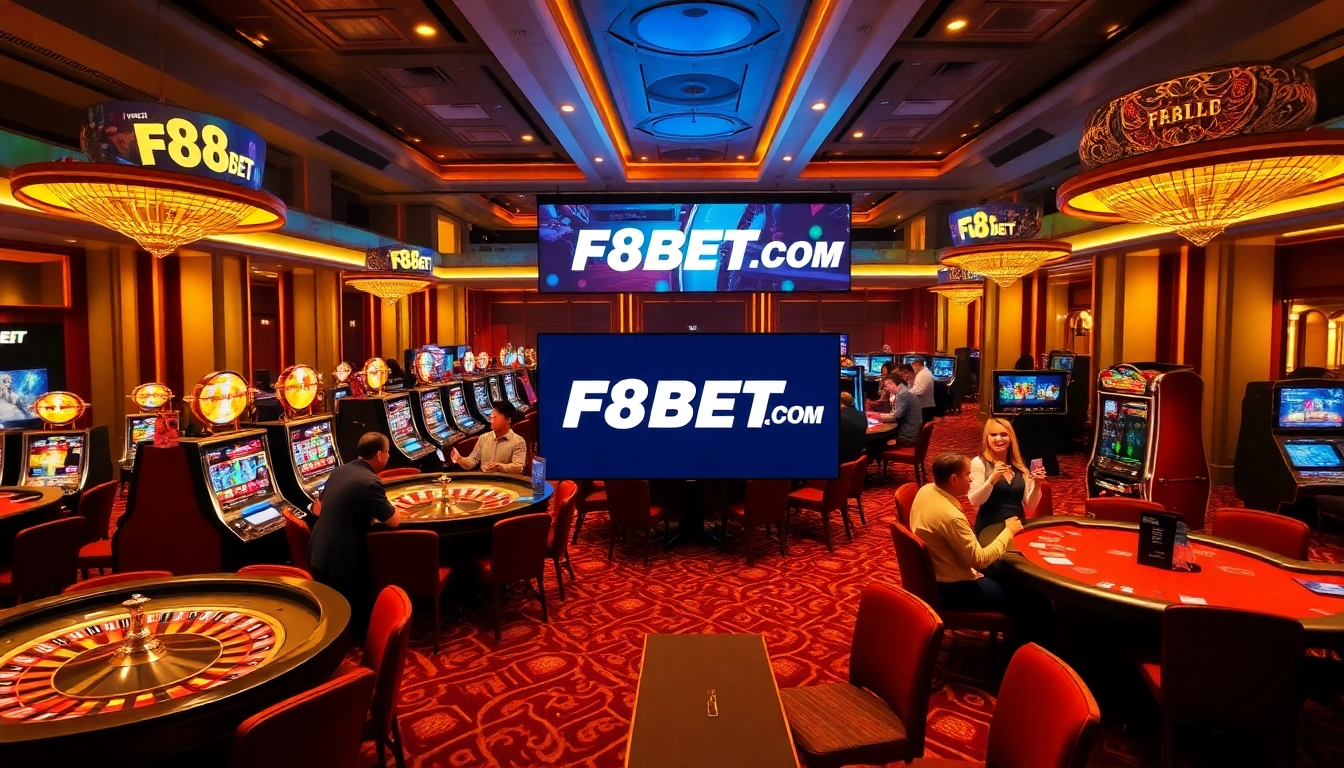 Experience the excitement of F8BET COM with players enjoying casino gaming activities.