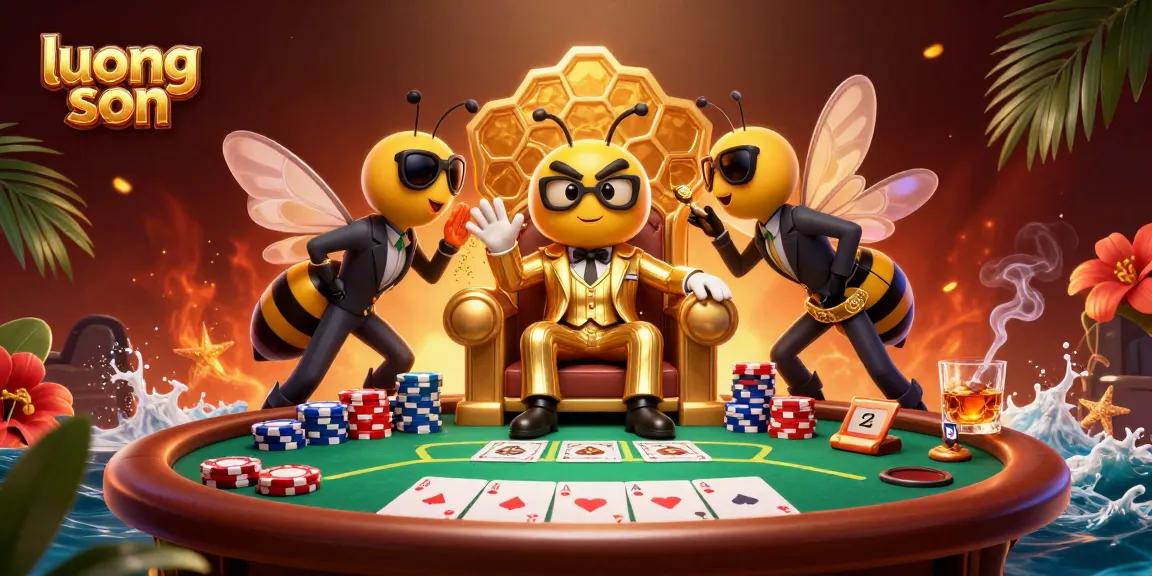 Bet gaming scene with luong son theme featuring vibrant characters and poker elements.