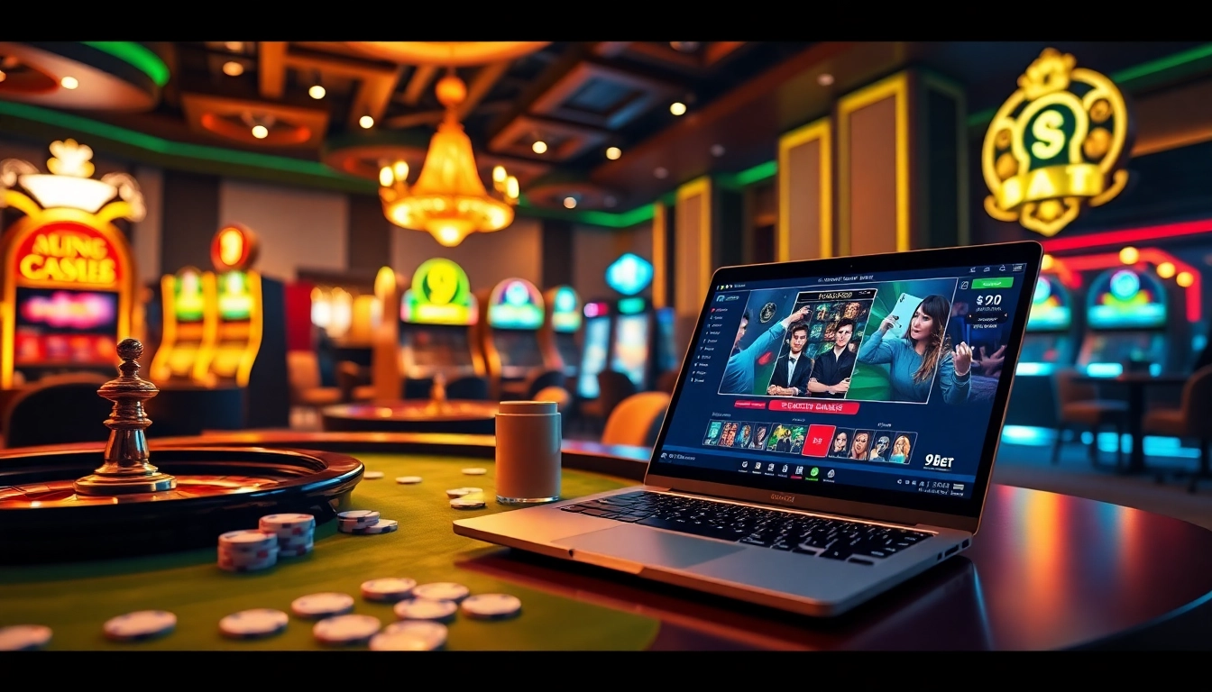 Experience thrilling online gameplay with 9bet while engaging at a luxurious casino table.