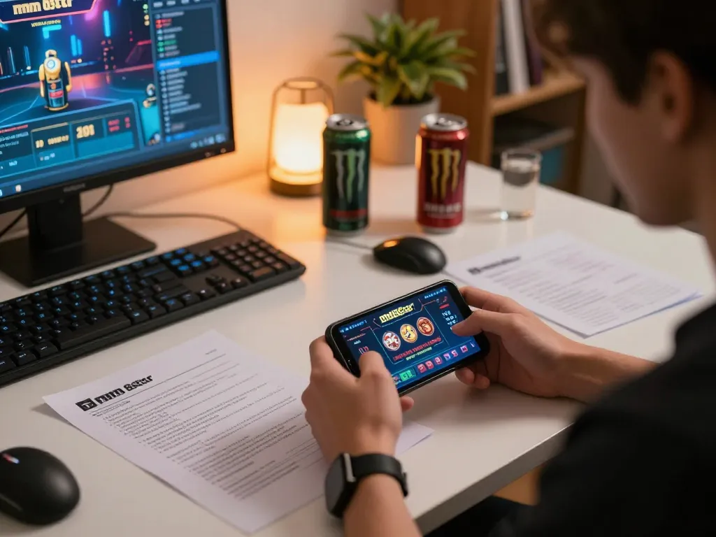 Engaging gaming session with mm88star's casino interface on smartphone amidst strategy notes.