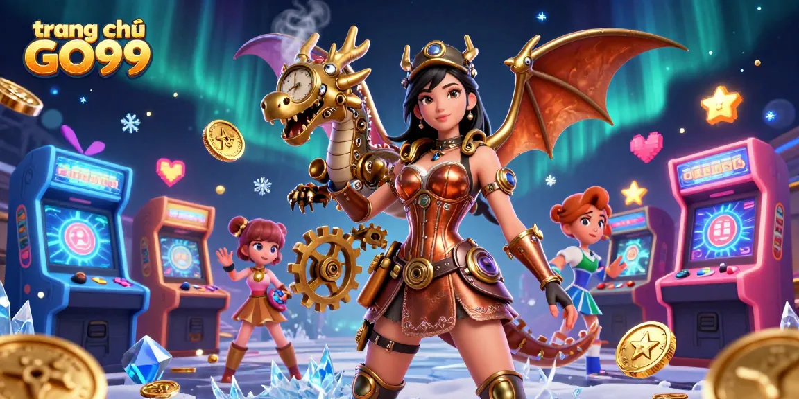 Engage with the thrilling world of trang chủ GO99, featuring diverse game characters amid vibrant casino elements.