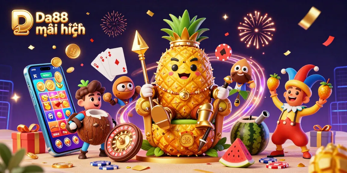 Engage with Da88 mới nhất through a vibrant casino scene featuring dynamic characters and exciting game elements.
