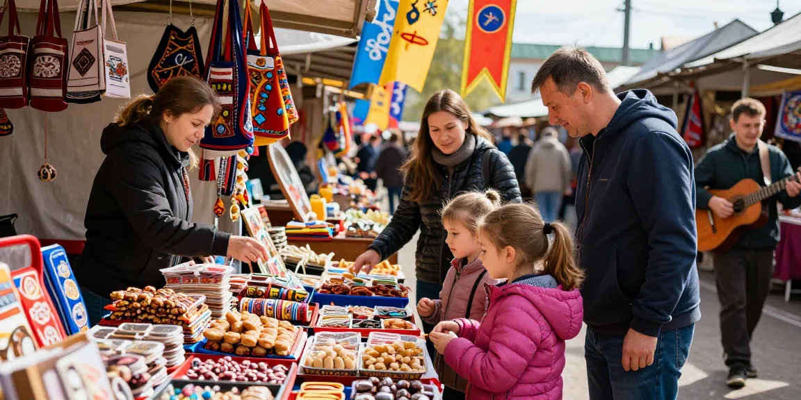 https://payinrussia.com/ kullanarak Rusya'daki yerel pazarda alışveriş yapan bir aile.