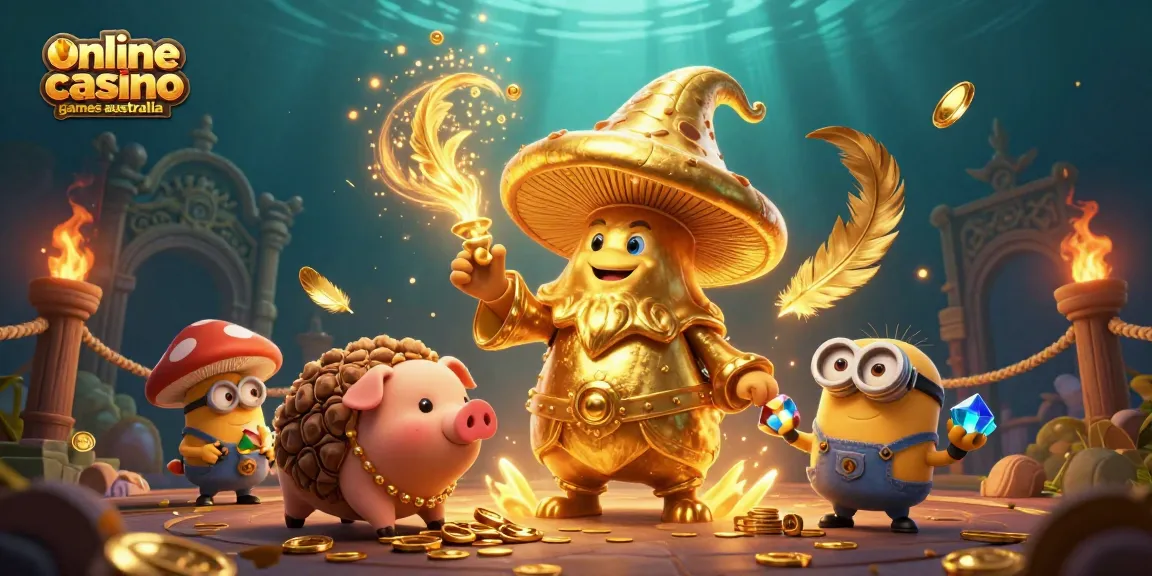 Engage in thrilling online casino games Australia with gold-seeking characters in this vibrant illustration.