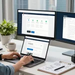Dynamic workspace featuring a professional using the WPS Official Website for productivity.